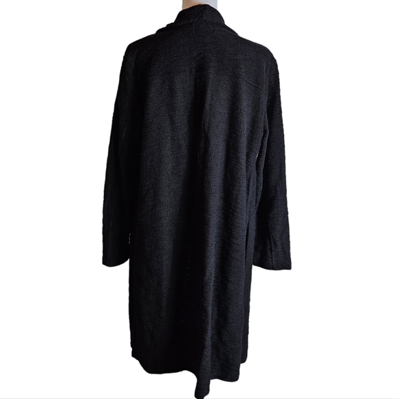 Steve Madden Black Slub Knit Open Cardigan Sweater Jacket Sz Large Shawl Collar - Picture 9 of 14